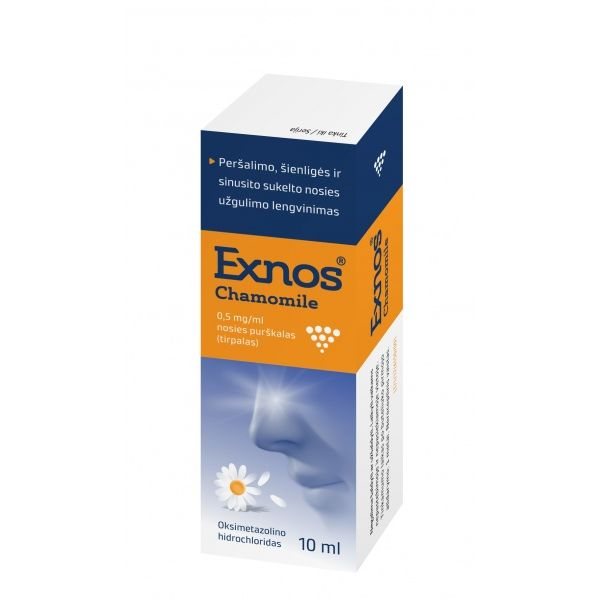 EXNOS CHAMOMILE 0,5 mg/ml nosies purškalas (tirpalas), 10 ml