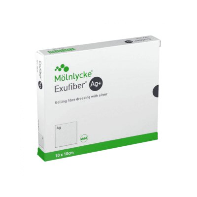 EXUFIBER AG+ hidrokoloidinis tvarstis, N10, 10 x 10 cm