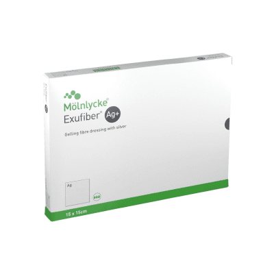 EXUFIBER AG+ hidrokoloidinis tvarstis, N10, 15 x 15 cm