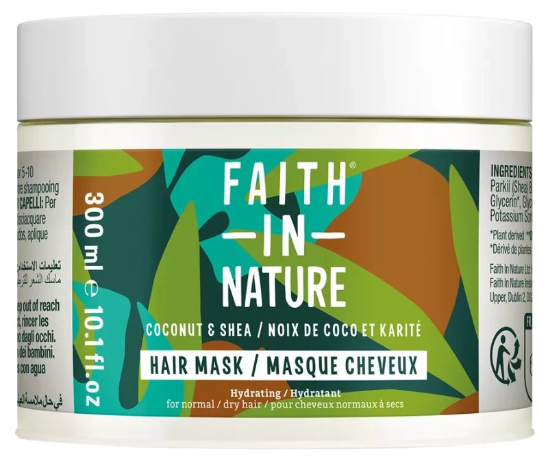FAITH IN NATURE Coconut & Shea drėkinamoji plaukų kaukė, Vnt, 300 ml