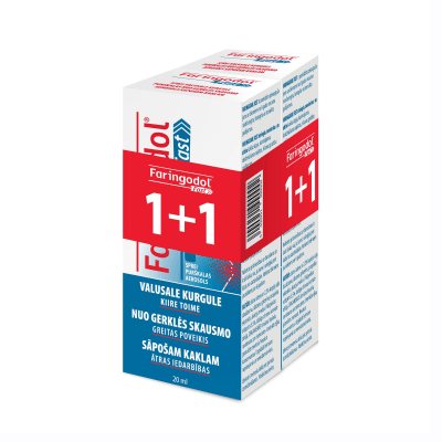FARINGODOL FAST rinkinys: purškalas nuo gerklės skausmo + 20 ml, 20 ml