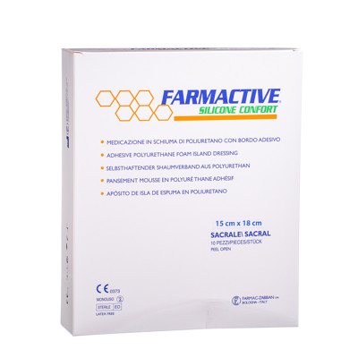 FARMACTIVE SILICONE CONFORT, x 18 cm, Sacrum, lipnus tvarstis su silikonu, N10, 15 cm