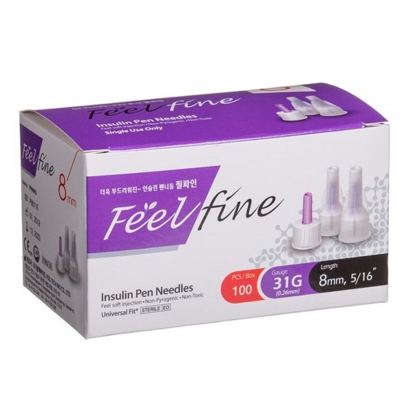 FEELFINE insulino adata PEN, 31G, 100 vnt., 8 mm