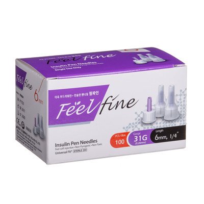 FEELFINE PEN, insulino adatos, 31G, 100 vnt., 6 mm