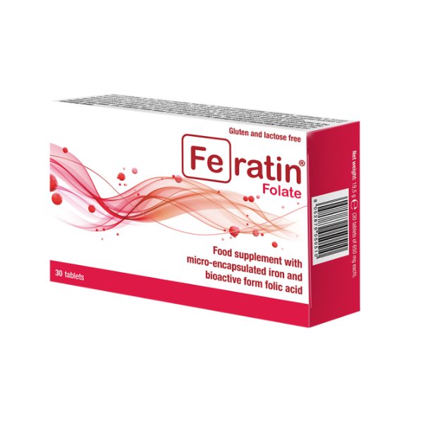 FERATIN maisto papildas FOLATE 30 mg, 30 tab.