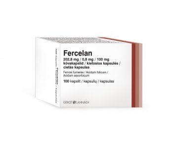 FERCELAN 202,8 mg/0,8 mg/100 mg kietosios kapsulės N100