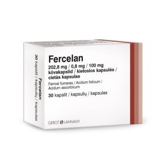 FERCELAN, 202,8 mg/0,8 mg/100mg, kietosios kapsulės, N30