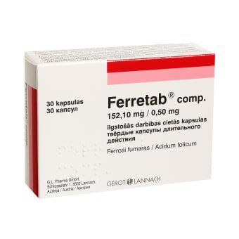 Ferretab 152,10 mg/0,50 mg pailginto atpalaidavimo kietosios kapsulės N30