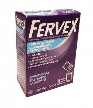 FERVEX be cukraus suaugusiems granulės geriamajam tirpalui paketėlyje N8