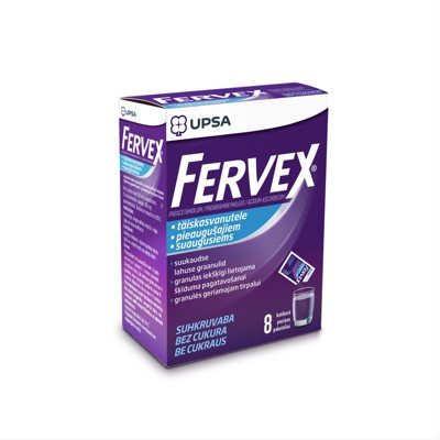 FERVEX, granulės geriamajam tirpalui suaugusiems, be cukraus, N8