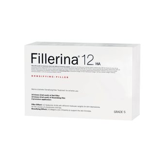 FILLERINA 12HA dermatologinis kosmetinis užpildas, 5 lygis, 2 buteliukai+du tiklsūs, patentuoti aplikatoriai priemonei paskirstyti.