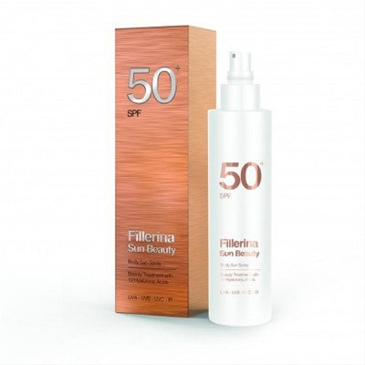 FILLERINA SUN BEAUTY, Kūno purškiamas kremas su Fillerina 12 Hialurono rūgščių molekulėmis, SPF 50+, 200 ml
