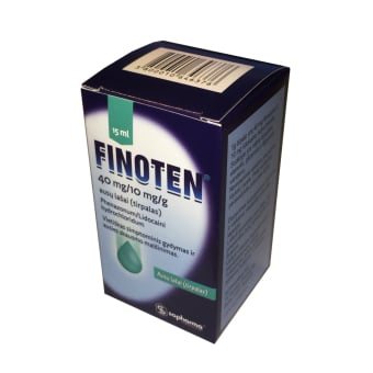 Finoten 40 mg/10 mg/g ausų lašai (tirpalas), ausų lašai, tirpalas, N1, 15 ml