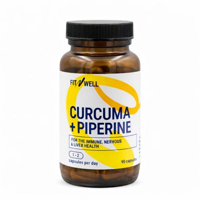 FITNWELL Ciberžolė + piperinas, 90 kapsulių