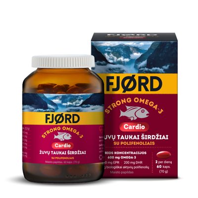 FJORD STRONG OMEGA-3 CARDIO, 60 kapsulių