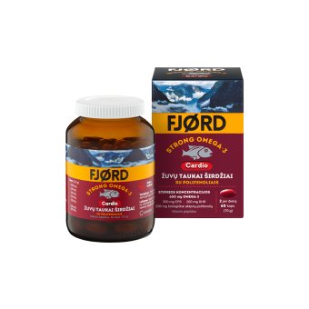 FJØRD STRONG OMEGA-3 CARDIO žuvų taukai su polifenoliais, 60 kapsulių