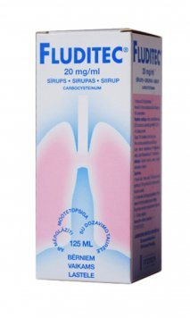 FLUDITEC 20 mg/ml sirupas, 125 ml