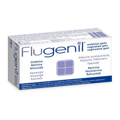 FLUGENIL, makšties gelis su 5 aplikatoriais, 30 ml