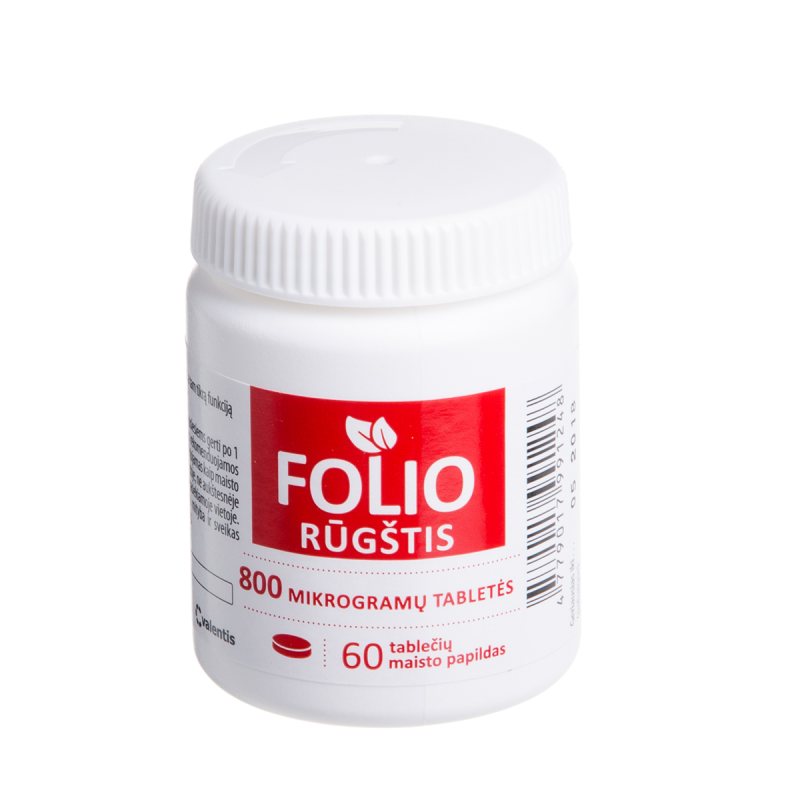 FOLIO RŪGŠTIS 800 MCG TABLETĖS, N60