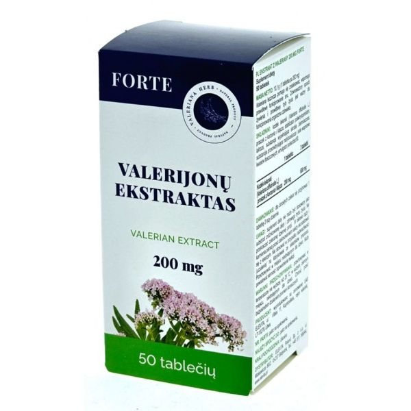 FORTE maisto papildas VALERIJONŲ EKSTRAKTAS 200 mg, 50 tab.