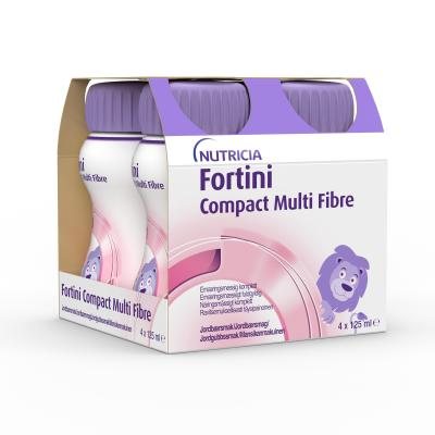 FORTINI Compact Multi Fibre, braškių skonio, 4 x 125 ml