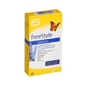 FREESTYLE OPTIUM gliukozės kiekio kraujyje tyrimo juostelės, 50 vnt
