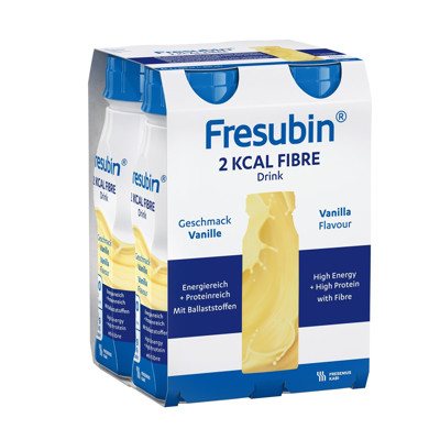 FRESUBIN 2 KCAL FIBRE, vanilės skonio, 400 kcal, 4 vnt. (galiojimas iki 2026.12.31), 200 ml