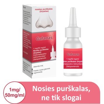 GALANAS 1 mg/50 mg/ml nosies purškalas (tirpalas), 10 ml