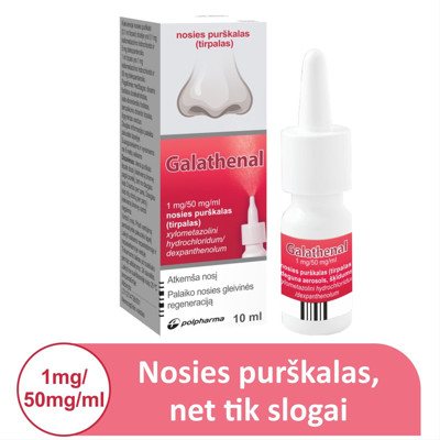 GALATHENAL, 1 mg/50 mg/ml, nosies purškalas (galanas), 10 ml