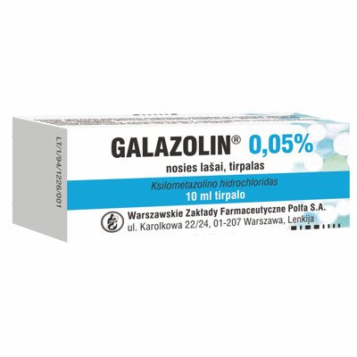 GALAZOLIN, 0,05 %, nosies lašai (tirpalas), 10 ml