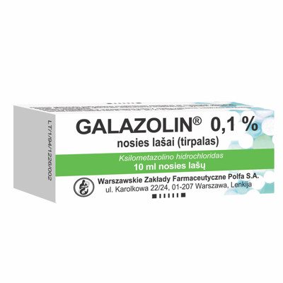 GALAZOLIN, 0,1 %, nosies lašai (tirpalas), 10 ml