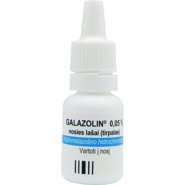 GALAZOLIN 500mcg/ml nosies lašai (tirpalas), 10 ml