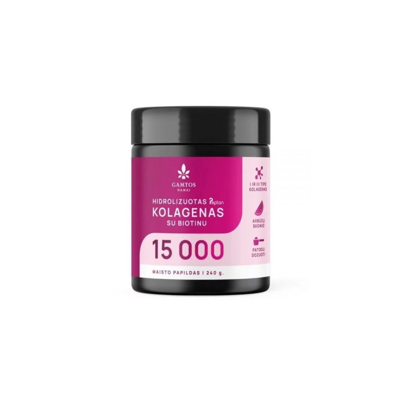 GAMTOS NAMAI Hidrolizuotas Peptan kolagenas 15000 arbūzų sk. milt., 240 g