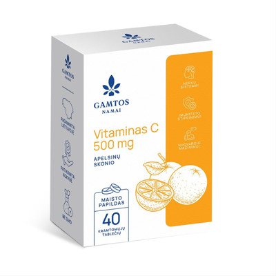 GAMTOS NAMAI VITAMINAS C, 500 mg, 40 kramtomųjų tablečių