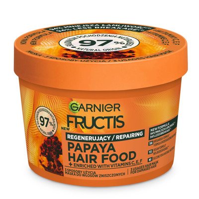 GARNIER FRUCTIS HAIR FOOD PAPAYA, kaukė trys viename pažeistiems plaukams, 400 ml