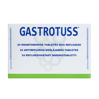 GASTROTUSS tabletės nuo refliukso, 24 kramtomosios tabletės