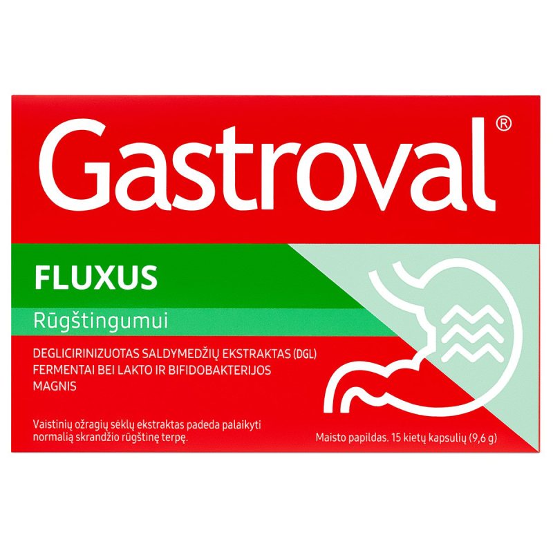GASTROVAL FLUXUS RŪGŠTINGUMUI KIETOSIOS KAPSULĖS, N15