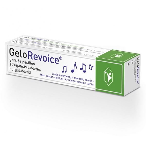 GELOREVOICE gerklės pastilės, juodųjų serbentų ir mentolio skonio, 20 vnt