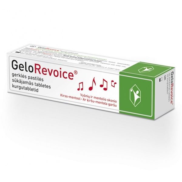 GELOREVOICE pastilės gerklei, vyšnių ir mentolio skonio, 20 vnt