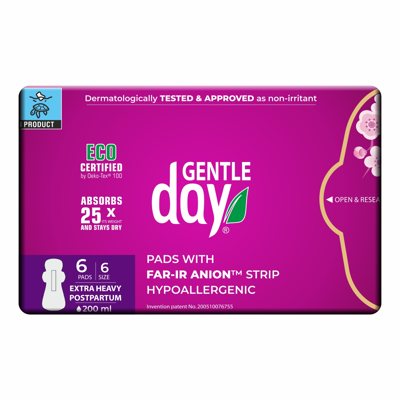 GENTLE DAY EXTRA HEAVY, higieniniai įklotai, gausiai sugeriantys, 6 vnt