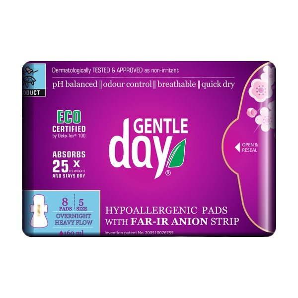GENTLE DAY naktiniai higieniniai paketai FAR IR ANION, 8 vnt