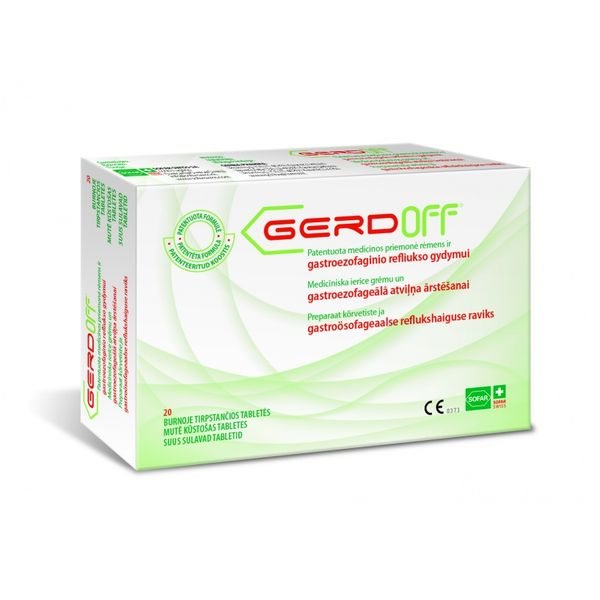 GERDOFF burnoje tirpstančios tabletės, 20 vnt