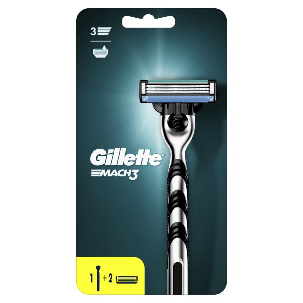 GILLETTE skustuvas + 2 galvutės MACH3, 1 vnt