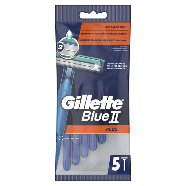 GILLETTE vienkartiniai skustuvai BLUE II PLUS, 5 vnt