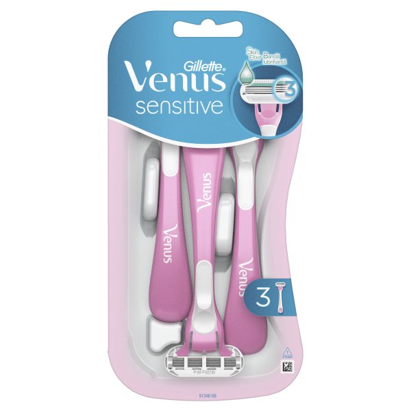 GILLETTE vienkartiniai skustuvai VENUS SENSITIVE, 3 vnt
