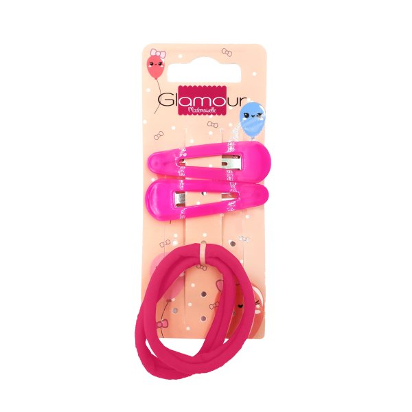 GLAMOUR plaukų aksesuarų rinkinys, segtukai ir gumytės 2 vnt., 2 vnt