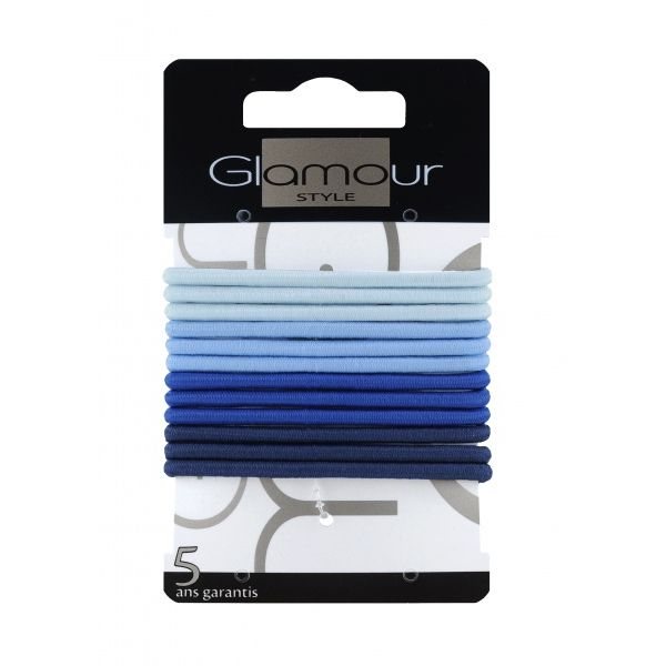 GLAMOUR plaukų gumytės, storos, spalvotos, 12 vnt