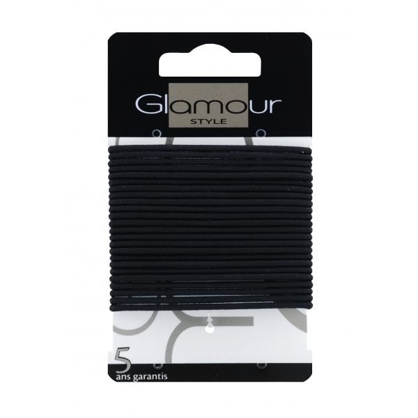 GLAMOUR plaukų gumytės STYLE, juodos spalvos, plonos, 24 vnt