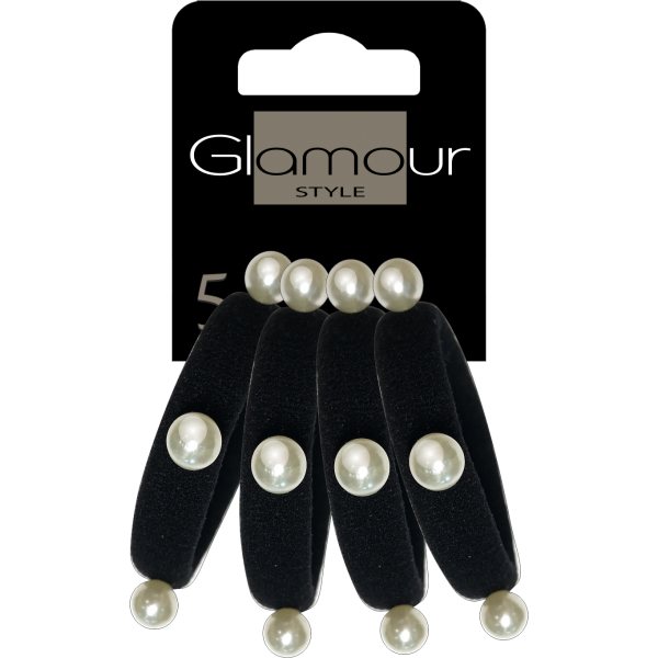 GLAMOUR plaukų gumytės su perlais, 4 vnt