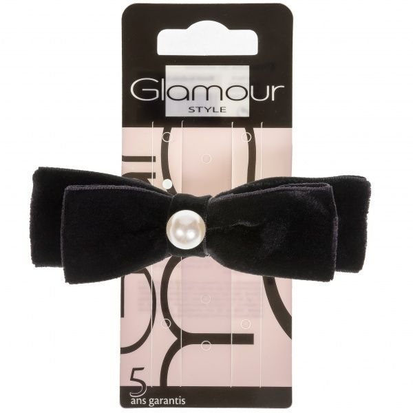 GLAMOUR plaukų segtukas, juodos spalvos, su kaspinu, 1 vnt